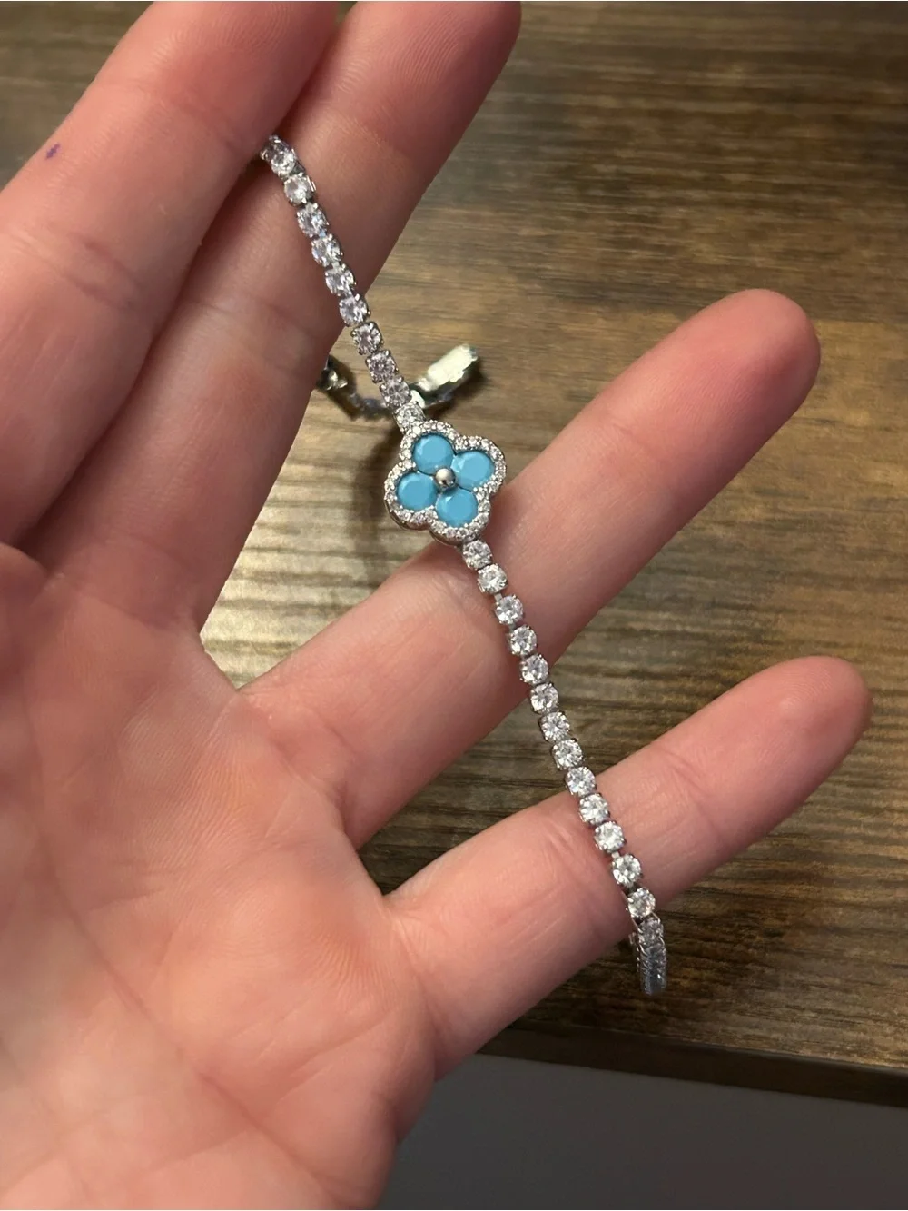 Blue Clover Crystal Tennis Bracelet - Women Jewelry 7-8”